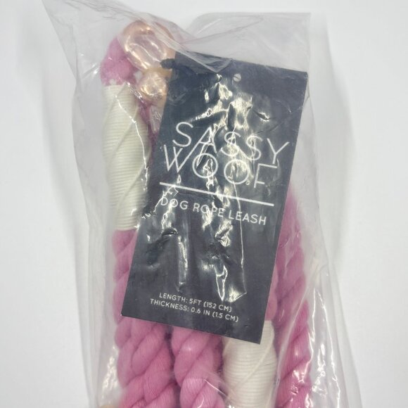 NWT Sassy Woof Dog Rope Leash Cotton Candy Pastel Pink Rose Gold 5 Feet - Picture 10 of 10